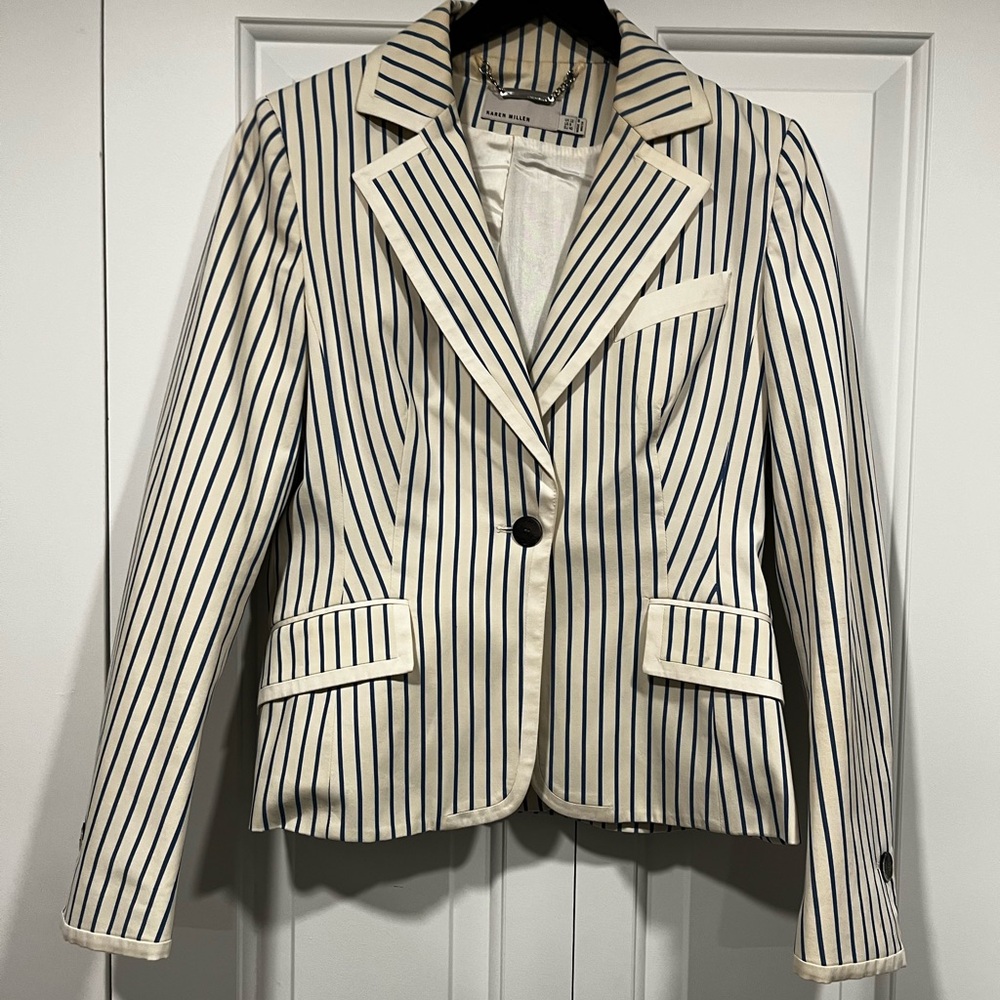 Blue and White Pinstripe Karen Millen Blazer